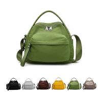 Veluna Shoudler Bag, Lightweight Large Capacity Nylon Handbag, Solid Color Casual Shoulder Bag for Daily Use & Travel (Green)