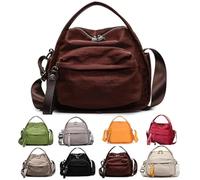 Veluna Shoulder Bag,Veluna Crossbody Bag, Large Capacity Solid Color Zipper Purse, Have Interior Pockets(brown)