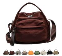 Veluna Shoulder Bag, Veluna Crossbody Shoulder Bag for Women, Solid Zipper Handbag, Lightweight Large Capacity (Brown)