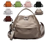 Veluna Shoulder Bag, veluna Shoulder Bag for Women, Women's Large Nylon Crossbody Bag with Smooth Zippers & Compartments, for Daily Use & Travel (Khaki)