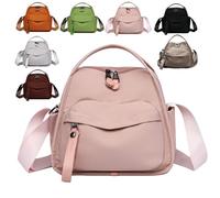 Veluna Shoulder Bag, veluna Shoulder Bag for Women, Women's Large Nylon Crossbody Bag with Smooth Zippers & Compartments, for Daily Use & Travel (Pink)