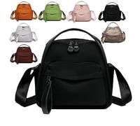 Veluna Shoulder Bag, veluna Shoulder Bag for Women, Women's Large Nylon Crossbody Bag with Smooth Zippers & Compartments, for Daily Use & Travel (Black)