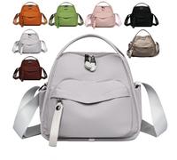 Veluna Shoulder Bag, veluna Shoulder Bag for Women, Women's Large Nylon Crossbody Bag with Smooth Zippers & Compartments, for Daily Use & Travel (Grey)