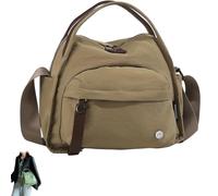 Veluna Shoulder Bag, Veluna Soft Top Handle Handbag Bag, Women's Lightweight Large Capacity Solid Color Zipper Purse (Khaki)