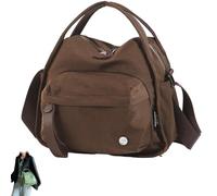Veluna Shoulder Bag, Veluna Soft Top Handle Handbag Bag, Women's Lightweight Large Capacity Solid Color Zipper Purse (Coffee)