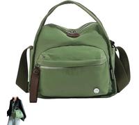 Veluna Shoulder Bag, Veluna Soft Top Handle Handbag Bag, Women's Lightweight Large Capacity Solid Color Zipper Purse (Green)
