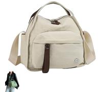 Veluna Shoulder Bag, Veluna Soft Top Handle Handbag Bag, Women's Lightweight Large Capacity Solid Color Zipper Purse (Beige)