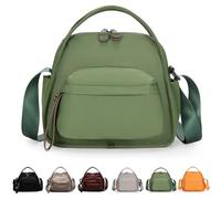 Veluna Shoulder Bag Women Veluna Crossbody Shoulder Bag Nylon Lightweight Large Capacity Solid Color Zipper Purse (Green)