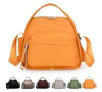 Veluna Shoulder Bag Women Veluna Crossbody Shoulder Bag Nylon Lightweight Large Capacity Solid Color Zipper Purse (Yellow)