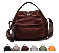 Veluna Shoulder Bag Women Veluna Crossbody Shoulder Bag Nylon Lightweight Large Capacity Solid Color Zipper Purse (Coffee)
