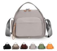 Veluna Shoulder Bag Women Veluna Crossbody Shoulder Bag Nylon Lightweight Large Capacity Solid Color Zipper Purse (Gray)