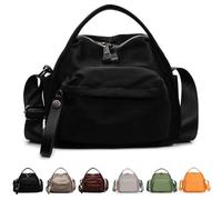 Veluna Shoulder Bag Women Veluna Crossbody Shoulder Bag Nylon Lightweight Large Capacity Solid Color Zipper Purse (Black)