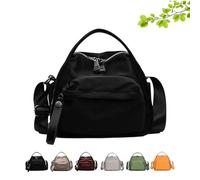 Veluna Shoulder Bag, Women's Elegant Solid Color Shoulder Bag, Fashion Compact Lightweight Solid Color Zipper Handbag (Black)