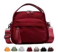 Veluna Shoulder Bag, Women's Lightweight Large Capacity Solid Color Zipper Purse (Wine Red)