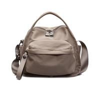 Velunas Shoulder Bag, Outdoor Shoulders Bags for Women 2025, Casual Nylon Front Pocket Handbag,Women Large Capacity Lightweight Solid Zipper Nylon Shoulder Handbag (Khaki,26 * 22 * 13cm)