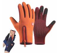 Velura Winter Gloves,Thermal Touch Screen Windproof & Waterproof Gloves,Cycling Mittens Touchscreen,Outdoor Non-Slip Glove,All-Day Warmth,Winter Sports Glove For Driving Hiking(Orange,L)