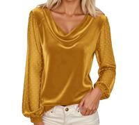 Velvet Blouse For Women Elegant Pleated Fashion Autumn And Winter Velvet Blouse T-Shirt Retro Round Neck Long Sleeve Slim