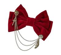 Velvet Bow Hair Clip | Hair Barrette | Skull And Gear Chain Barrette | Elegant Hair Clip | Skull Hair Clip With Chain | Strong Material Great For All Age And Suitable For Various Events