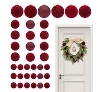 Velvet Christmas Balls,36-Piece Shatterproof - Garland Balls Ornaments Tree Decorations - for Tree Wreath Door Window Garland Home Party Living Room Yard