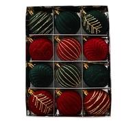 Velvet Christmas Balls - ABS Material 2,36 pulgadas Diameter Holiday Ornament, Shatterproof Tree Decor | Twelve Piece Festive Home Accent Pack for Seasonal Display Party Decoration