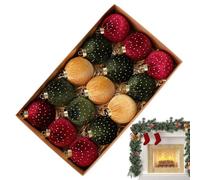 Velvet Christmas Balls - Flocked Ornament Set, 15PCS Velvet Flocked Pom-Pom Balls for Christmas Tree Decorating | 8cm Rustic Ornaments for Farmhouse Bedroom Bathroom Hallway School Office Winter Holid