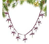 Velvet Christmas Bows | 6.56 Feet Red Pre-Strung Ornaments | Soft Sensory Burgundy Long Christmas Tree Ribbon Bows,for Living Room Bedroom Office Fireplace Mantel Shelf Window Wall Door Living Room