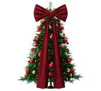 Velvet Christmas Tree Topper Bow 50cm Red with Long Ribbon Tails