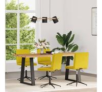 Velvet Dining Chairs Set of 4 Yellow Upholstered Side Chairs with Adjustable Height, Comfortable Padded Seat and Backrest, Sturdy Metal and Wood Frame for Dining Room Living Room Home Decor