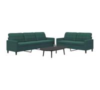 Velvet Green Sectional Sofa Set 5 Seater Living Room Furniture with Cushions, Modern Dark Green 2+3 Seater Set for Lounge, Home Theater, Comfortable Velvet Fabric Sofa with Sturdy Metal Frame