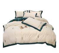 Velvet Leche Espesada Conjunto Cuatro Piezas otoño e Invierno Bordado Floral Cubierta Cama Terciopelo de Coral Caliente (Color: un tamaño: (A 1.8m)