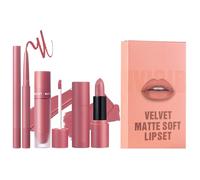 Velvet Lip Set - Resistente al agua, de larga duración, color rojo mate, 3 x lápiz labial de precisión de definición, agradable y elegante, aspecto intenso para uso diario por la noche