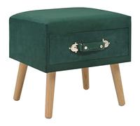 Velvet Nightstand Green 40x35x40 cm with Drawer, Pine Wood Bedside Table for Bedroom, Modern Velvet Side Table, Compact Dresser for Small Spaces, Easy Assembly Home Decor Furniture