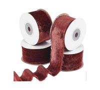 Velvet Ribbon Torn Edge Fabric for Clothing Accessories Dark Red 500x4x0.08cm