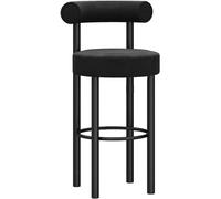Velvet Seat Bar Stools with Footrest for Kitchen Island Counter Height Bar Chairs for Breakfast Counter and Pub Bar Black 65cm