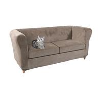 Velvet Stretch Sofa Cover Set of 1/2/3 Washable Furniture Protector for Curved Chesterfield Couch Fitted Slipcovers for Loveseat & Large Seats (Brown)