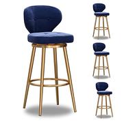 Velvet Swivel Barstools Set of 4 con Backrest and Gold Base Modern Kitchen Island Chairs for Home Bistro Coffee Shop or Restaurant