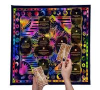 Velvet Tarot Cloth, Divination Reading Mat Set, 19.69x19.6 Inches Table Cover with Mystic Print, Soft Fabric Altar Cloth, Spiritual Layout with Sacred Design, Fortune Tools for Meditation Practice
