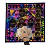 Velvet Tarot Cloth, Divination Reading Mat Set, 19.69x19.6 Inches Table Cover with Mystic Print, Soft Fabric Altar Cloth, Spiritual Layout with Sacred Design, Fortune Tools for Meditation Practice