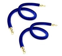 Velvet VIP Stanchion Rope Gold Plated Hooks,Barrier Rope Crowd Control, Queue Barrier Rope for Hotel Celebration, Bank, Court House(Blue,200cm/6.6ft)