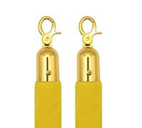 Velvet VIP Stanchion Rope Gold Plated Hooks,Barrier Rope Crowd Control, Queue Barrier Rope for Hotel Celebration, Bank, Court House(Yellow,100cm/3.3ft)