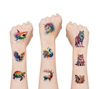 VelvetGlow 100pcs Tatuajes Temporales para Niños, Tatuajes Temporales de Animales para Niños y Niñas, Pegatinas de Tatuajes para Regalos de Fiesta de Cumpleaños, Actividades en Casa, Premios