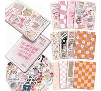 VelvetGlow 12 Pcs E-Reader Einlagen aus Kartonpapier & 50 Stück Scrapbook Aufkleber für durchsichtige Hüllen, 6,9" x 4,8" Einlagen für Die Rückseite Von E-Readern für Paper White 11th-12th