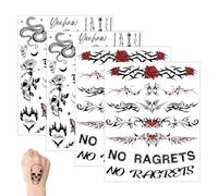 VelvetGlow 4 BláTter Keine Reue Tatuaje Temporal Alambre de Púas Cuello Tatuajes Para Fiesta de Halloween Disfraz Baile Cosplay Accesorios White Trash Party Tatuajes