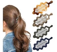 VelvetGlow 4 piezas de pinzas de pelo para mujer, pinzas con diseño de banana para cabello fino, accesorios de pelo acrílico, sujeción suave para uso diario, decoración de peinados para fiestas