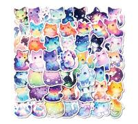 VelvetGlow 50 Pcs Pack de Pegatinas de Animales Galaxia arcoíris para niños y niñas, Pegatinas de Vinilo Impermeables Kawaii, Pegatinas de Mascotas de Dibujos Animados para Botella de Agua