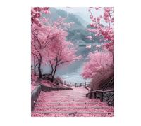 VelvetGlow Conjunto de Pintura de Diamantes para Adultos, diseño de Alameda de cerezos, Kit de Pintura DIY 5D para Principiantes, Gemas Redondas Completas, Set para Manualidades para Adultos,