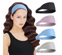 VelvetGlow Diadema Deportiva para Mujeres, Banda Antideslizante y Refrescante para el Sudor, Cintas Atléticas Elásticas para el Cabello de las Mujeres, Bandas Anchas para Yoga y Correr, 4 Piezas