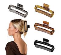 VelvetGlow GroßE Haarklammern FüR Damen - 4 Pcs 5 Zoll Schildpatt Jumbo Clips Para Cabello Grueso y Rizado, Tamaño Grande Mate Antideslizante Rectangular, Fuerte Sujeción