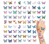 VelvetGlow Juego de Tatuajes de Purpurina para Niños, Tatuajes para Niños, 74 Hojas Individuales de Tatuajes de Acuarela de Mariposa para Decoraciones de Cumpleaños Infantiles