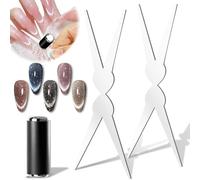 VelvetGlow Katzenaugen Nagelmagnet FüR NäGel, 3pcs French Cat Eye Magnet Tool, Edelstahl French Cat Eye Nail Magnet Set, Ideal para bricolaje o salón de uñas